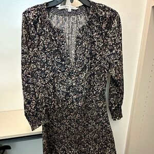 Veronica Beard Navy and White Long Sleeve Plunge Sundress